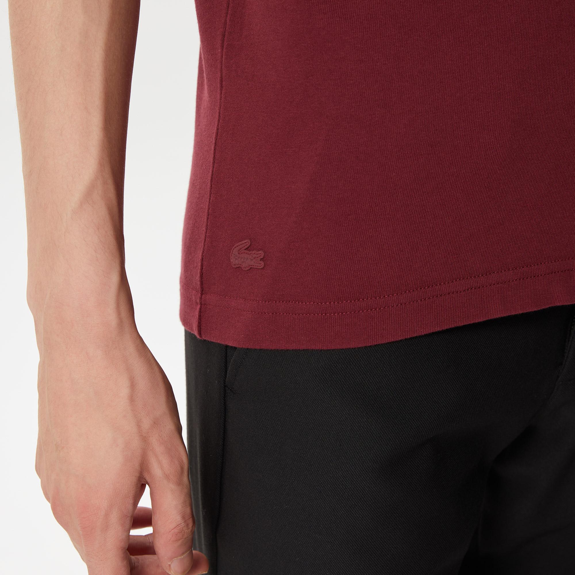 Erkek Regular Fit Bisiklet Yaka Baskılı Bordo T-Shirt
