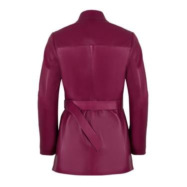  Kelly Bordo Kadın Deri Trençkot