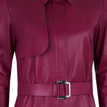  Kelly Bordo Kadın Deri Trençkot