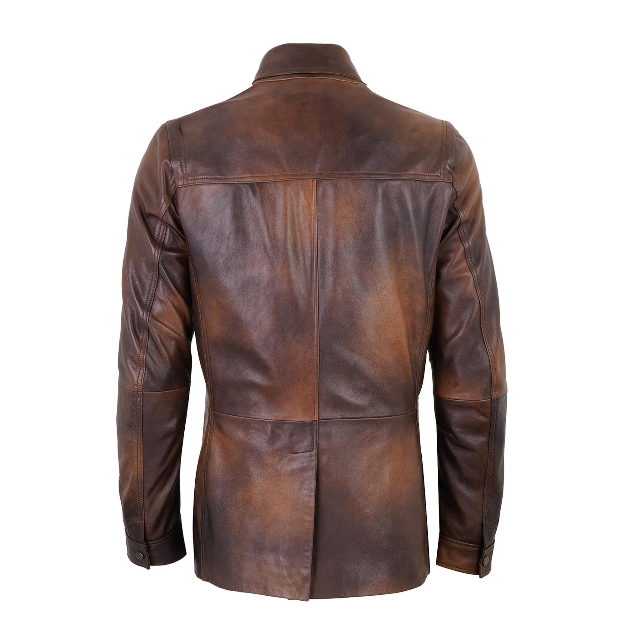 Adymn Kahve Erkek Vintage Deri Mont