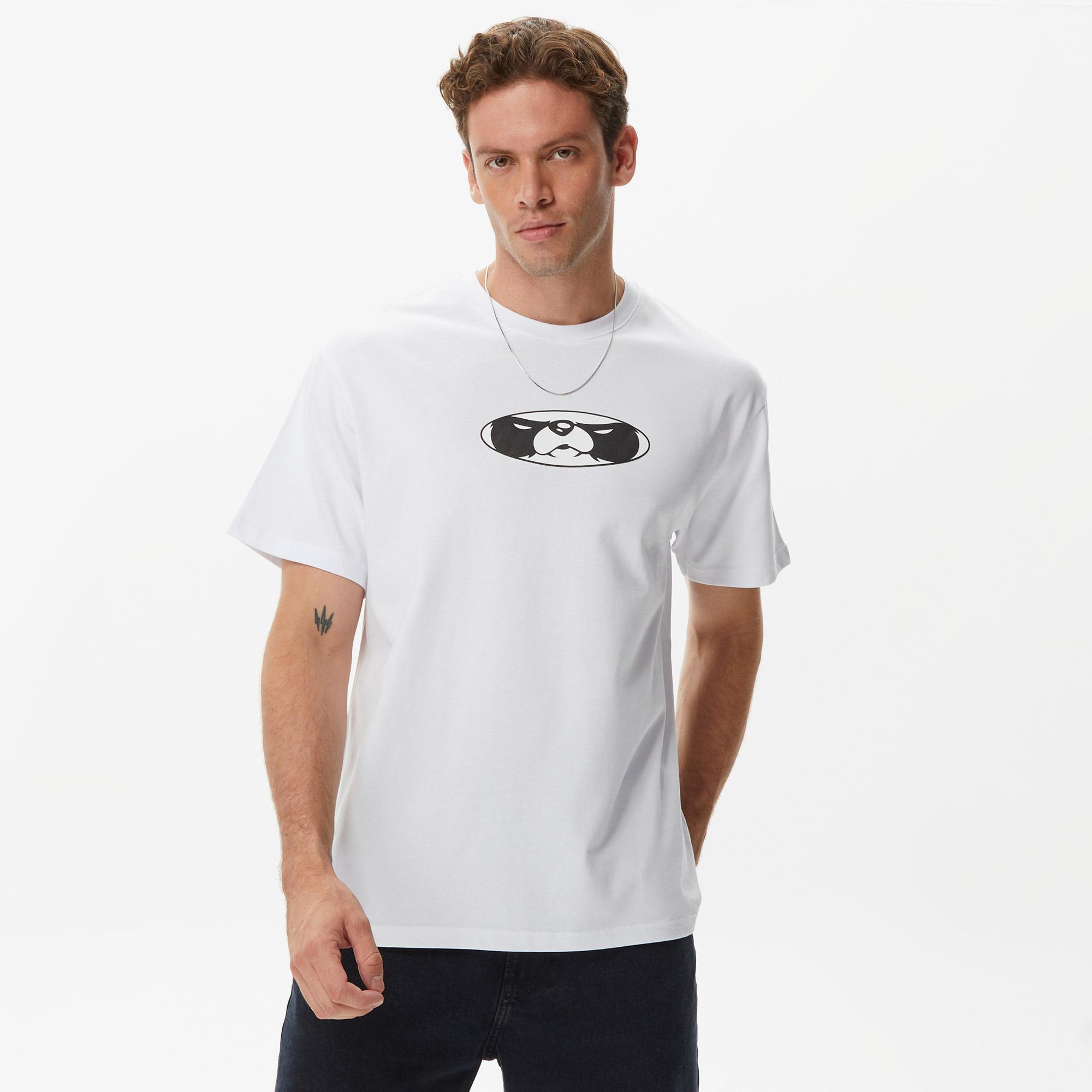 Leo Lunatic Panda Unisex Beyaz T-Shirt