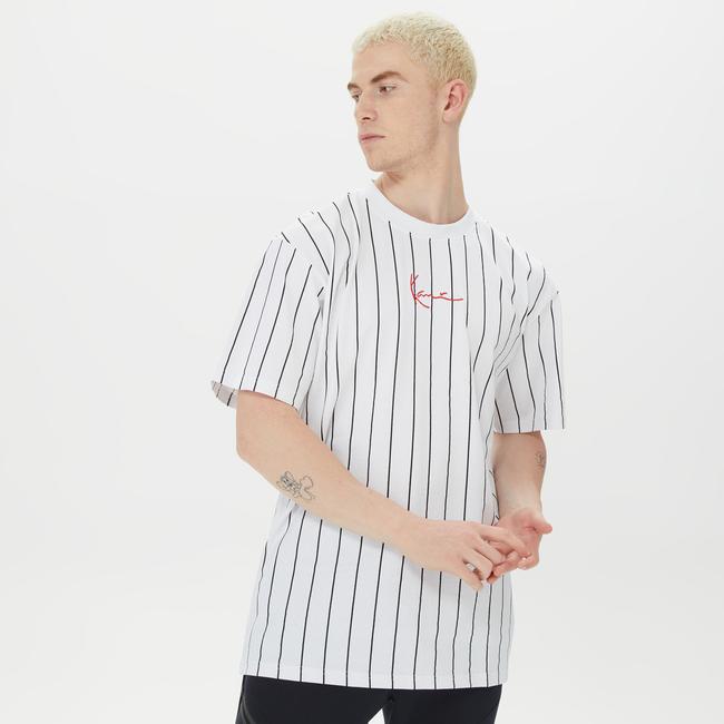  Karl Kani Small PinStripe Erkek Beyaz T-Shirt