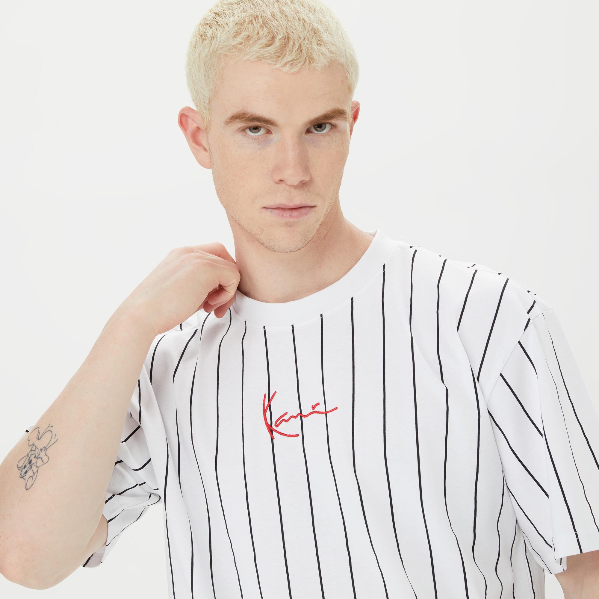 Karl Kani Small PinStripe Erkek Beyaz T-Shirt