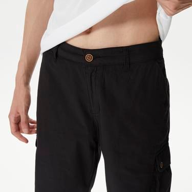  Superfly Erkek Siyah Günlük Kargo Şort