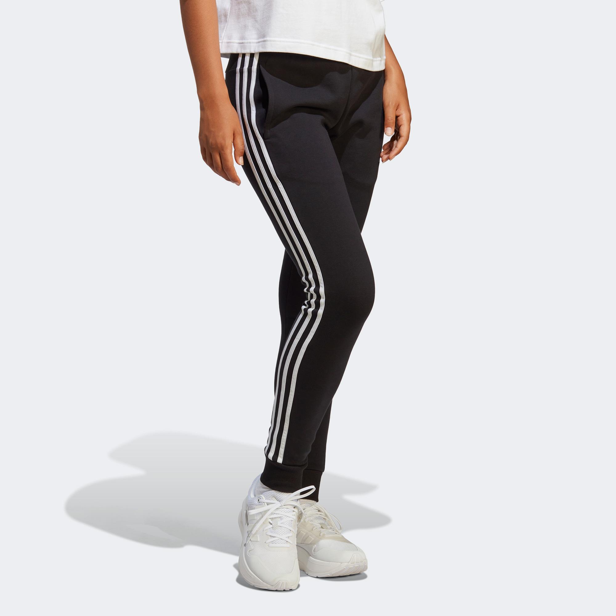 adidas Essentials 3-Stripes French Terry Cuffed Kadın Siyah Günlük Eşofman Altı