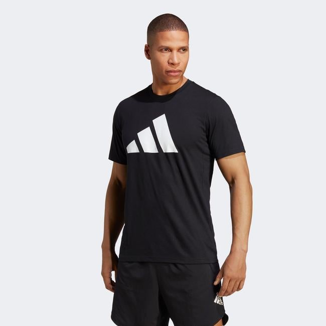  adidas Essentials Logo Erkek Siyah Antrenman T-Shirt