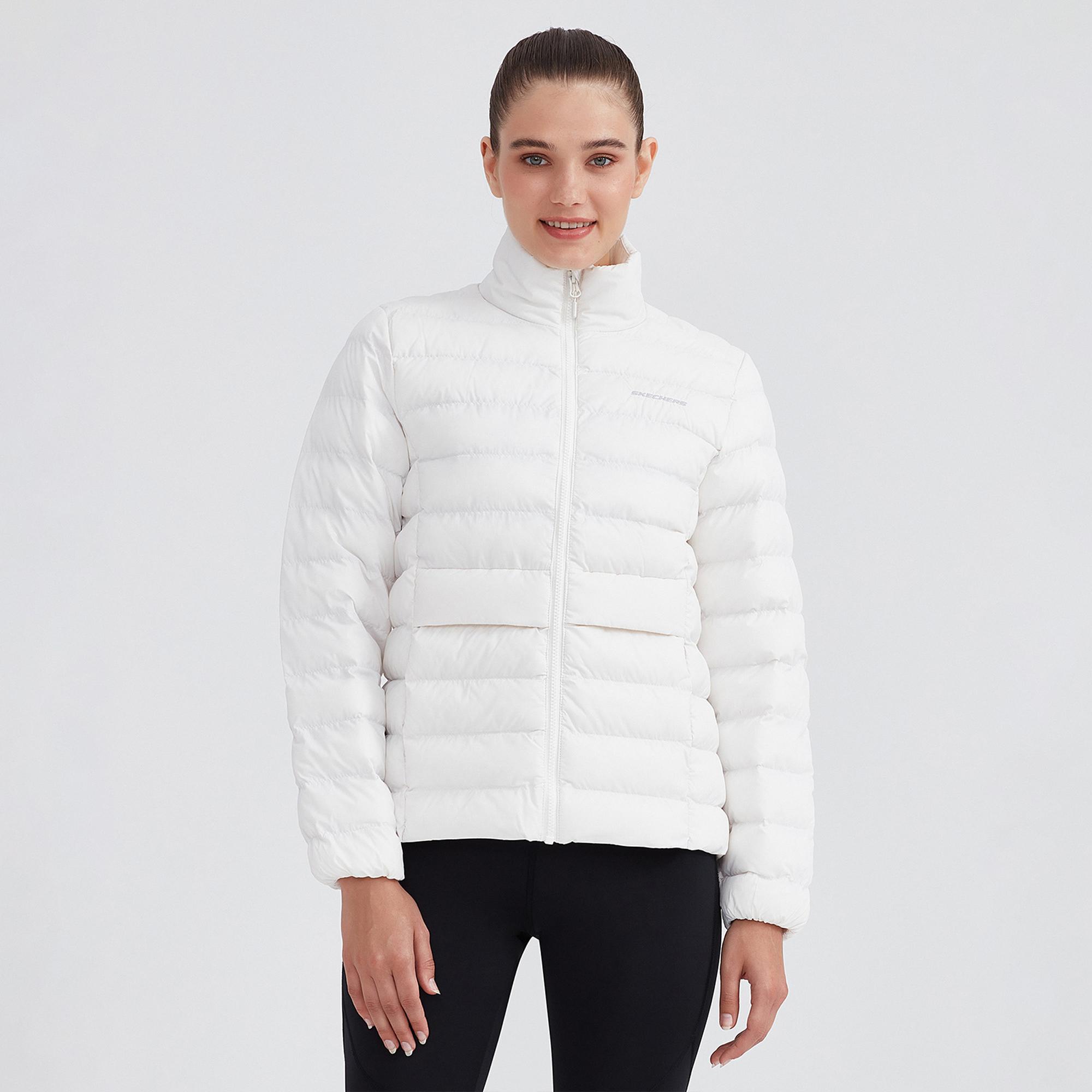 Skechers Outerwear Pop Up Detailed Padded Kadın Beyaz Outdoor Mont