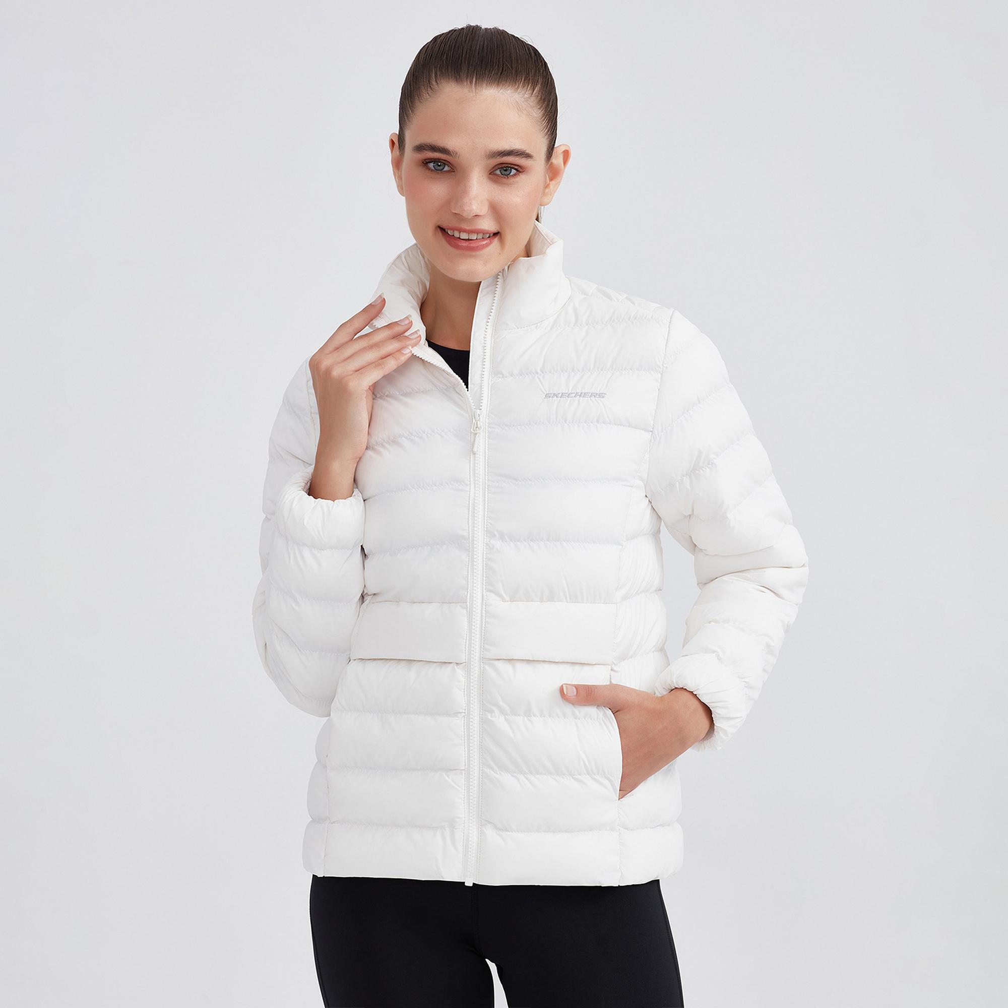 Skechers Outerwear Pop Up Detailed Padded Kadın Beyaz Outdoor Mont