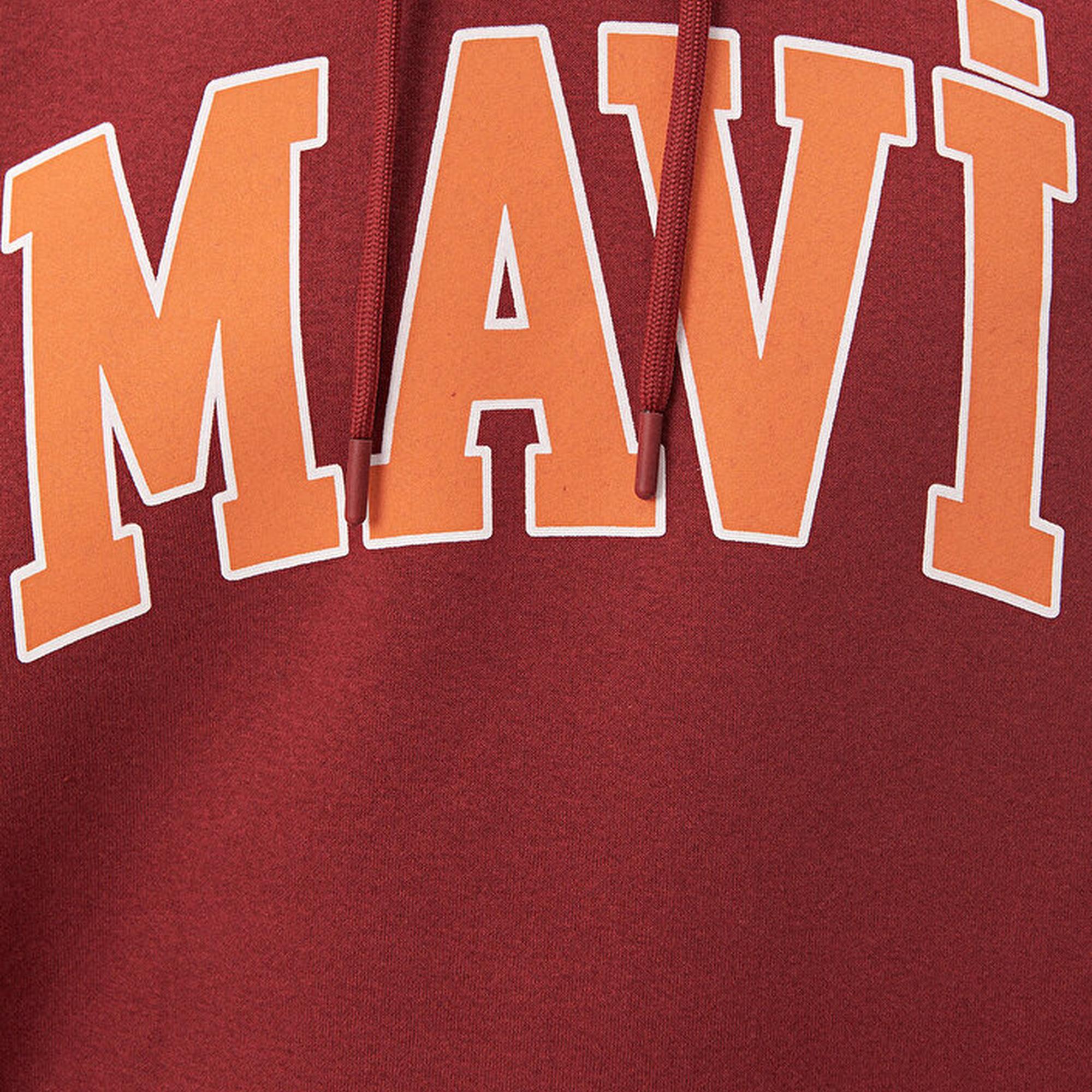 Mavi Mavi Logo Baskılı Bordo Kapüşonlu Sweatshirt 067149-85493