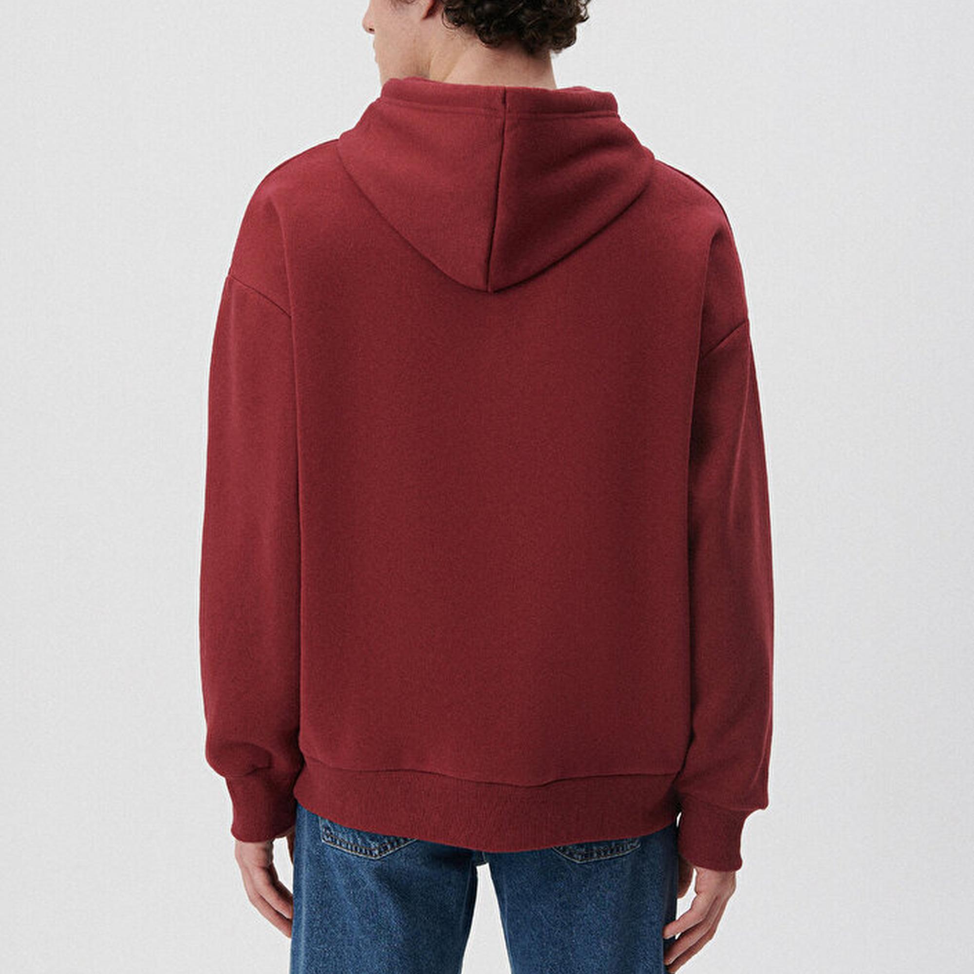 Mavi Mavi Logo Baskılı Bordo Kapüşonlu Sweatshirt 067149-85493