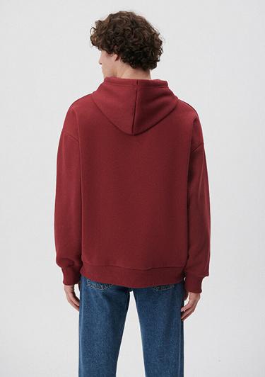  Mavi Mavi Logo Baskılı Bordo Kapüşonlu Sweatshirt 067149-85493