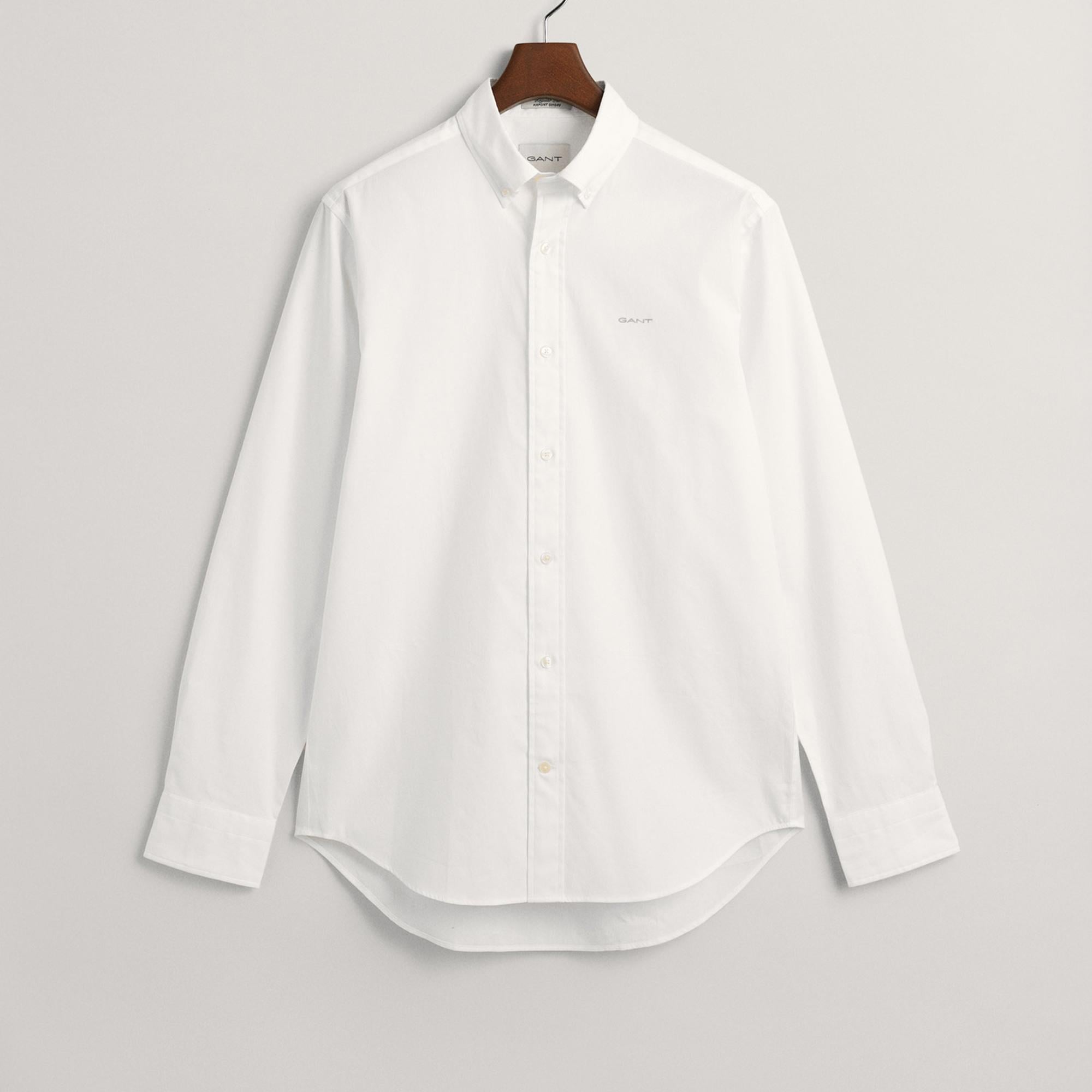 GANT Erkek Beyaz Regular Fit Düğmeli Yaka Oxford Gömlek