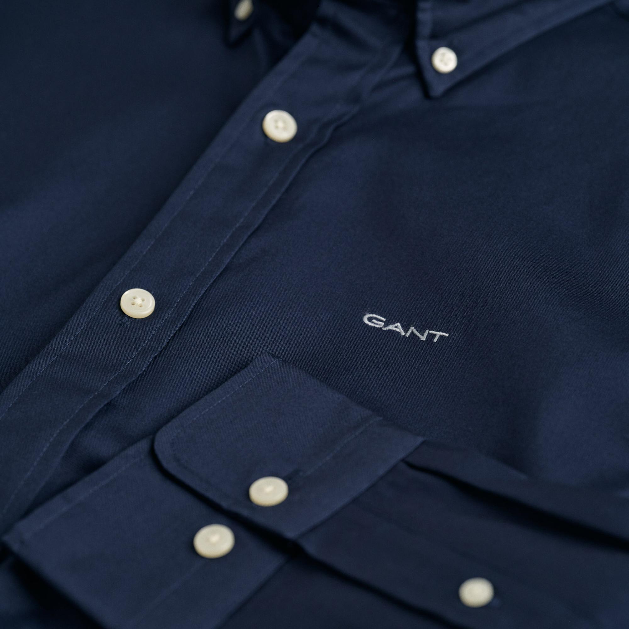 GANT Erkek Lacivert Regular Fit Düğmeli Yaka Oxford Gömlek