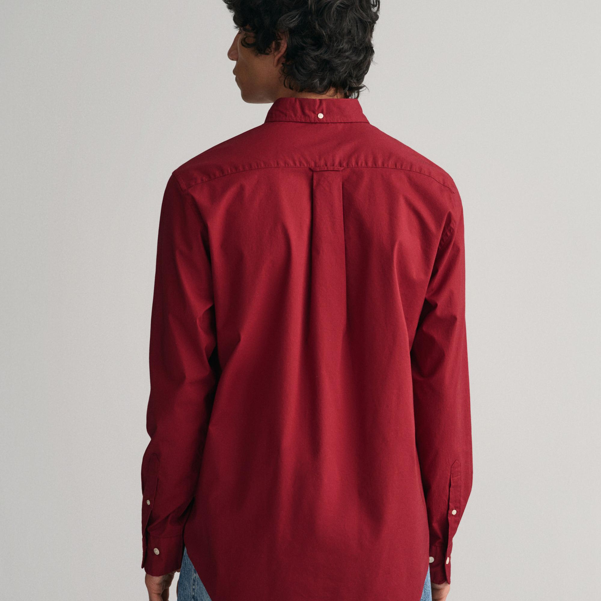 GANT Erkek Bordo Regular Fit Düğmeli Yaka Poplin Gömlek