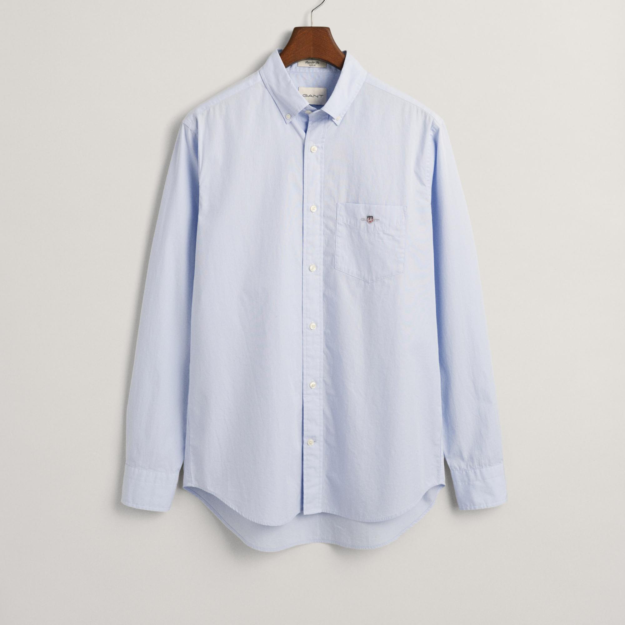 GANT Erkek Mavi Regular Fit Düğmeli Yaka Poplin Gömlek