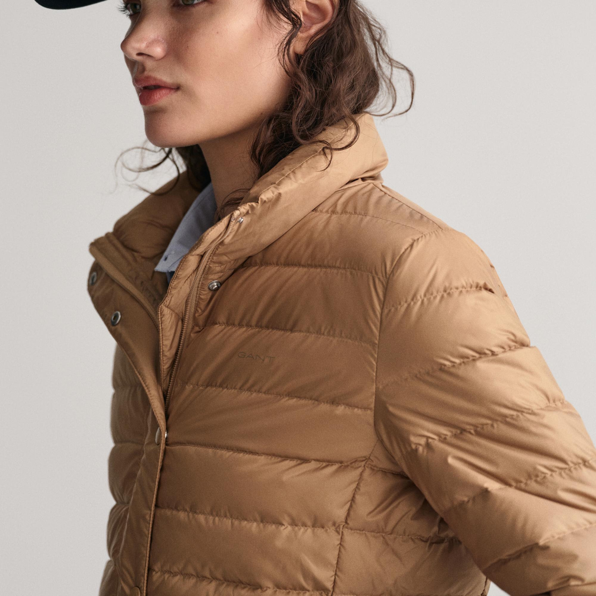 GANT Kadın Kahverengi Dik Yaka Kaz Tüyü Mont