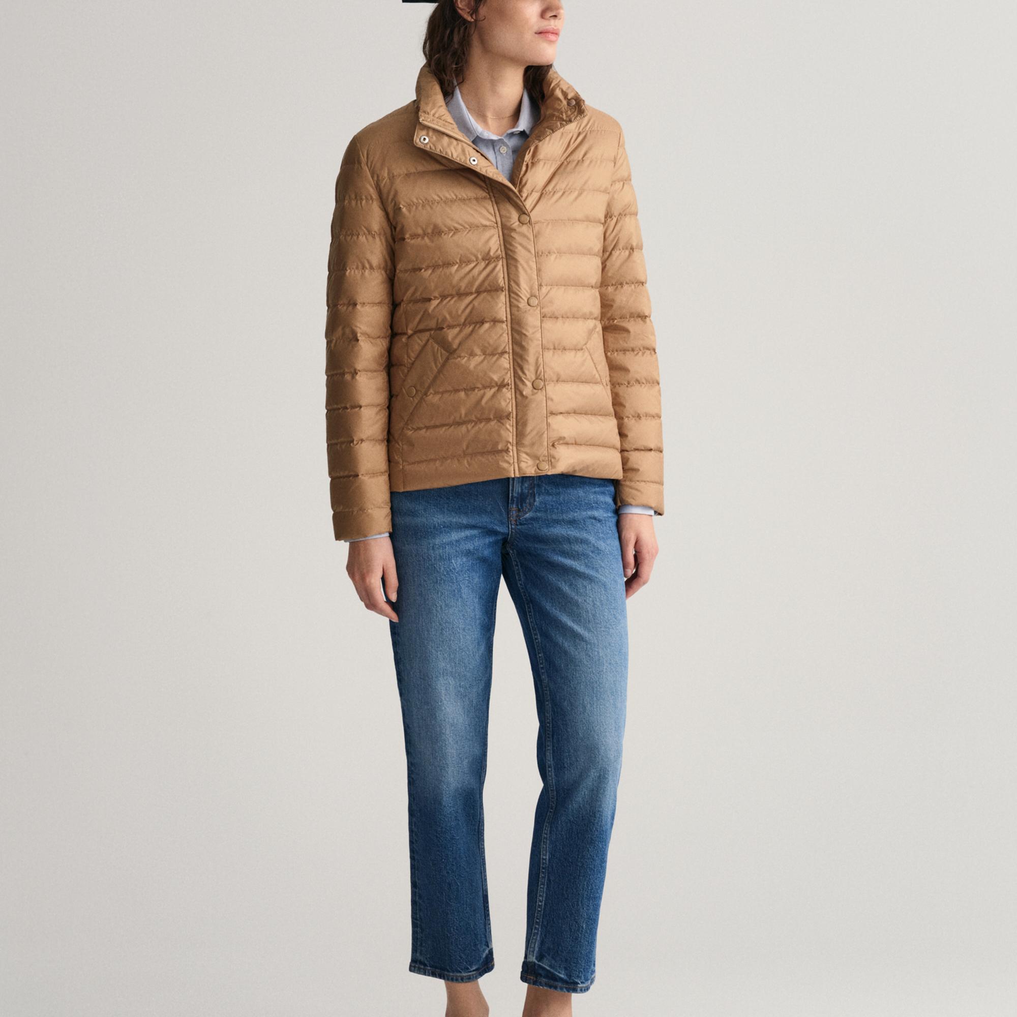 GANT Kadın Kahverengi Dik Yaka Kaz Tüyü Mont