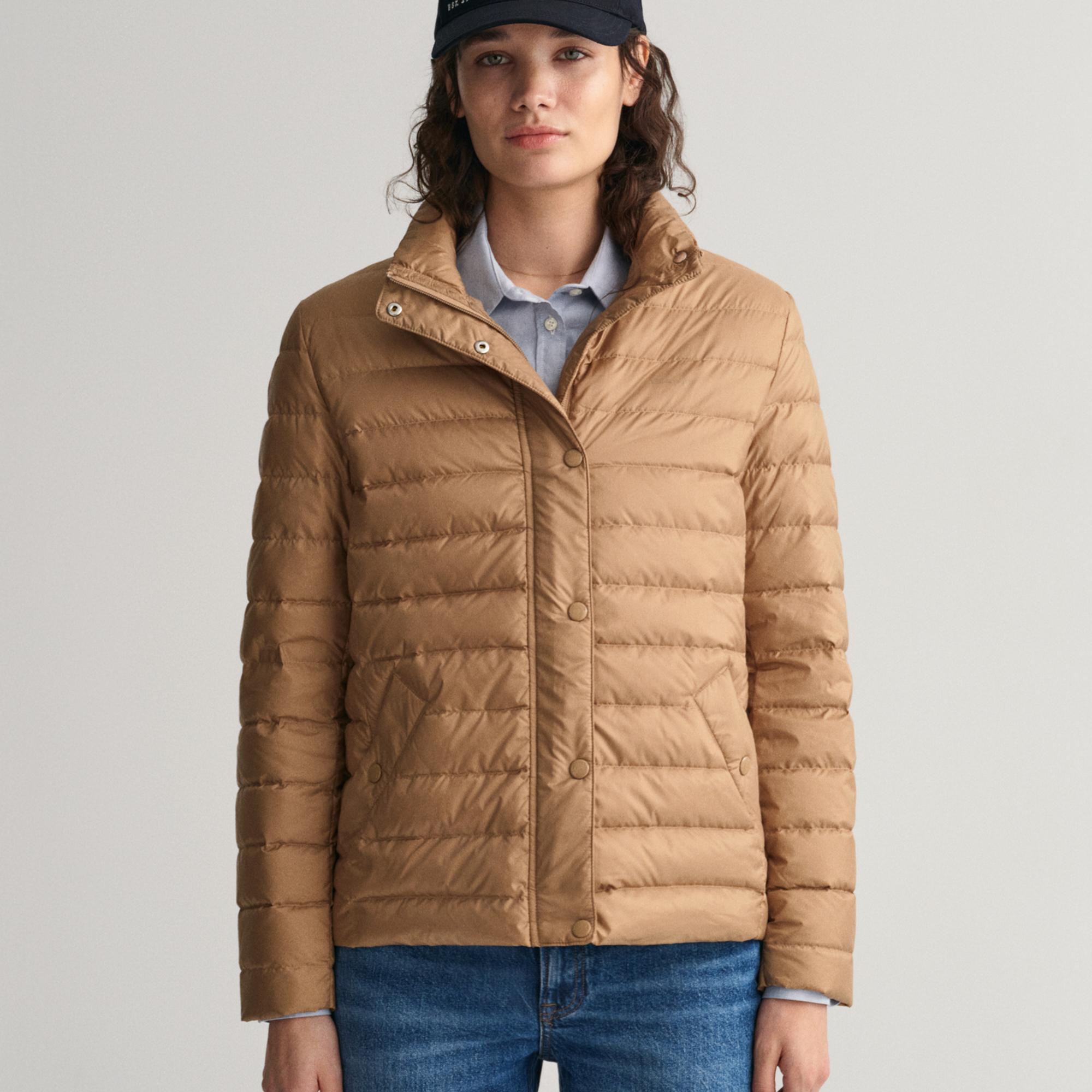 GANT Kadın Kahverengi Dik Yaka Kaz Tüyü Mont