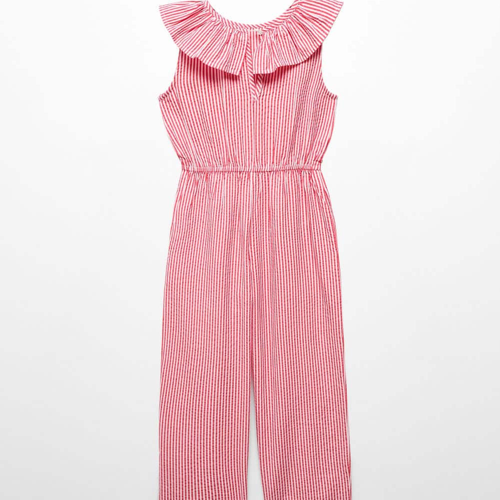 Mango Çocuk Çizgili Uzun Tulum Kirmizi