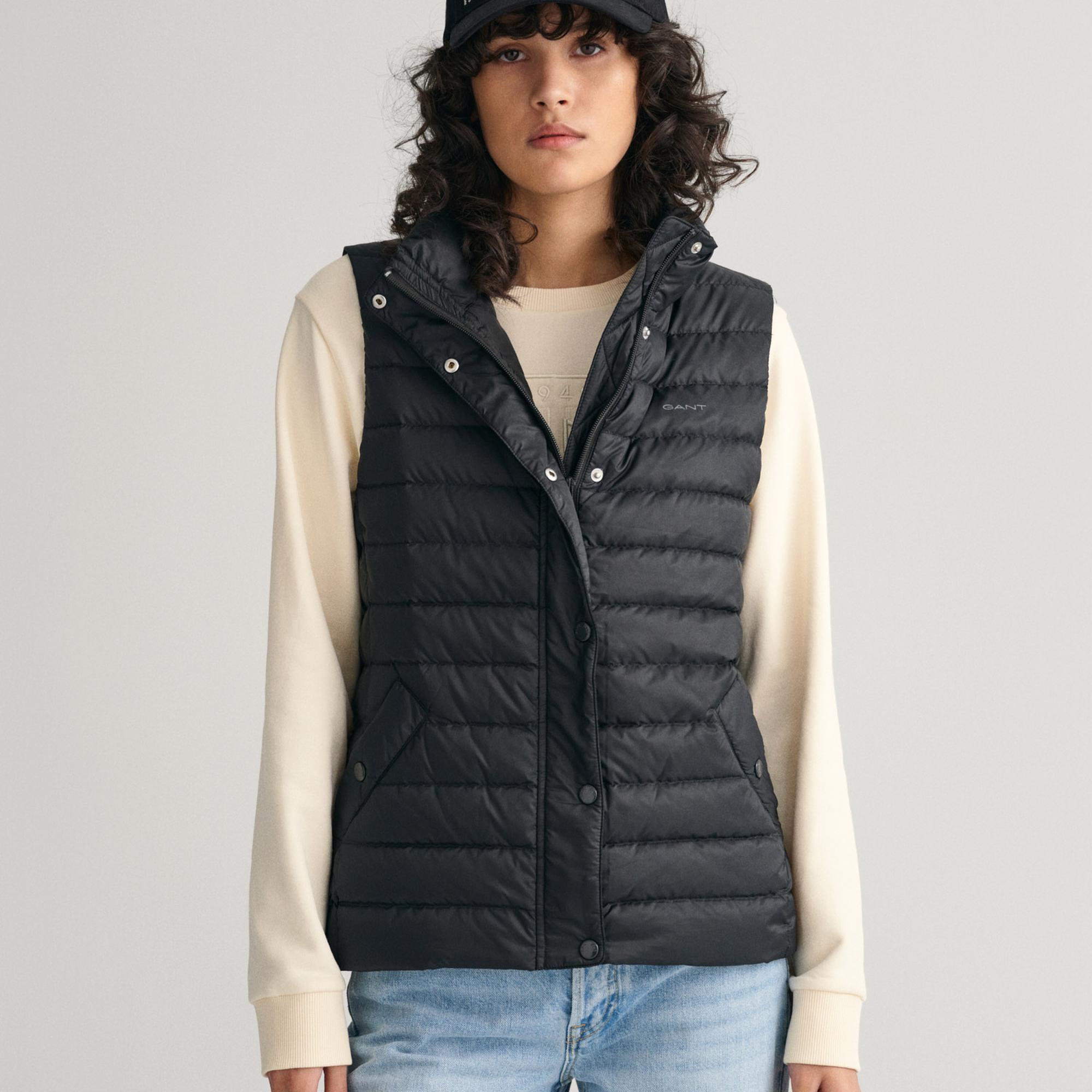 GANT Kadın Siyah Dik Yaka Kaz Tüyü Yelek