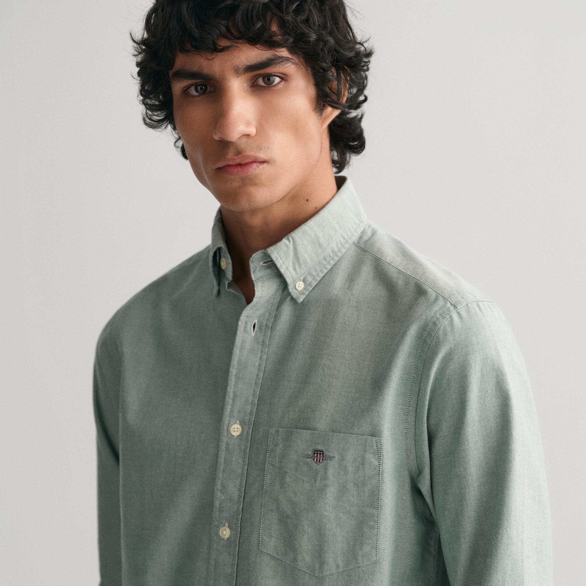 GANT Erkek Yeşil Regular Fit Düğmeli Yaka Oxford Gömlek