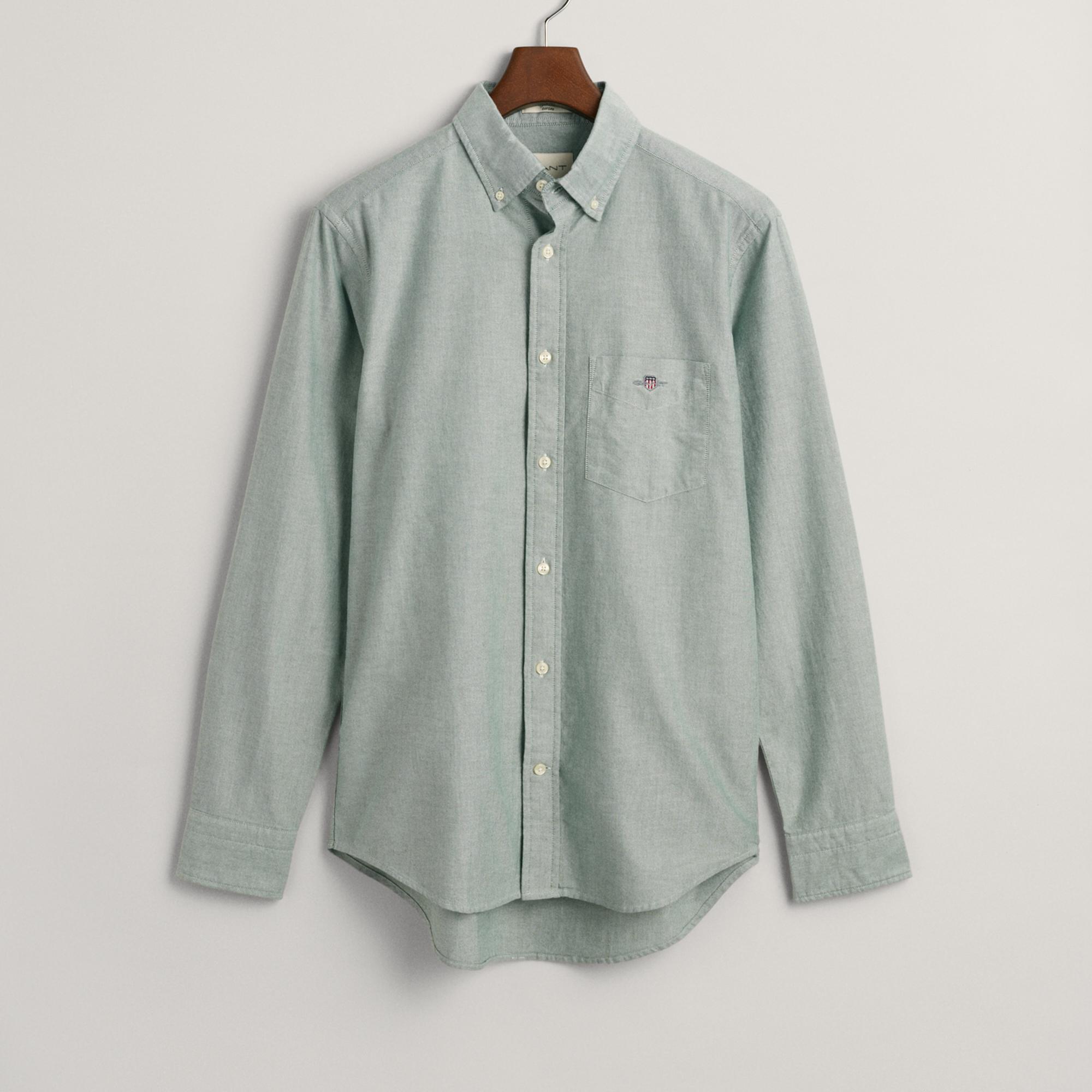 GANT Erkek Yeşil Regular Fit Düğmeli Yaka Oxford Gömlek