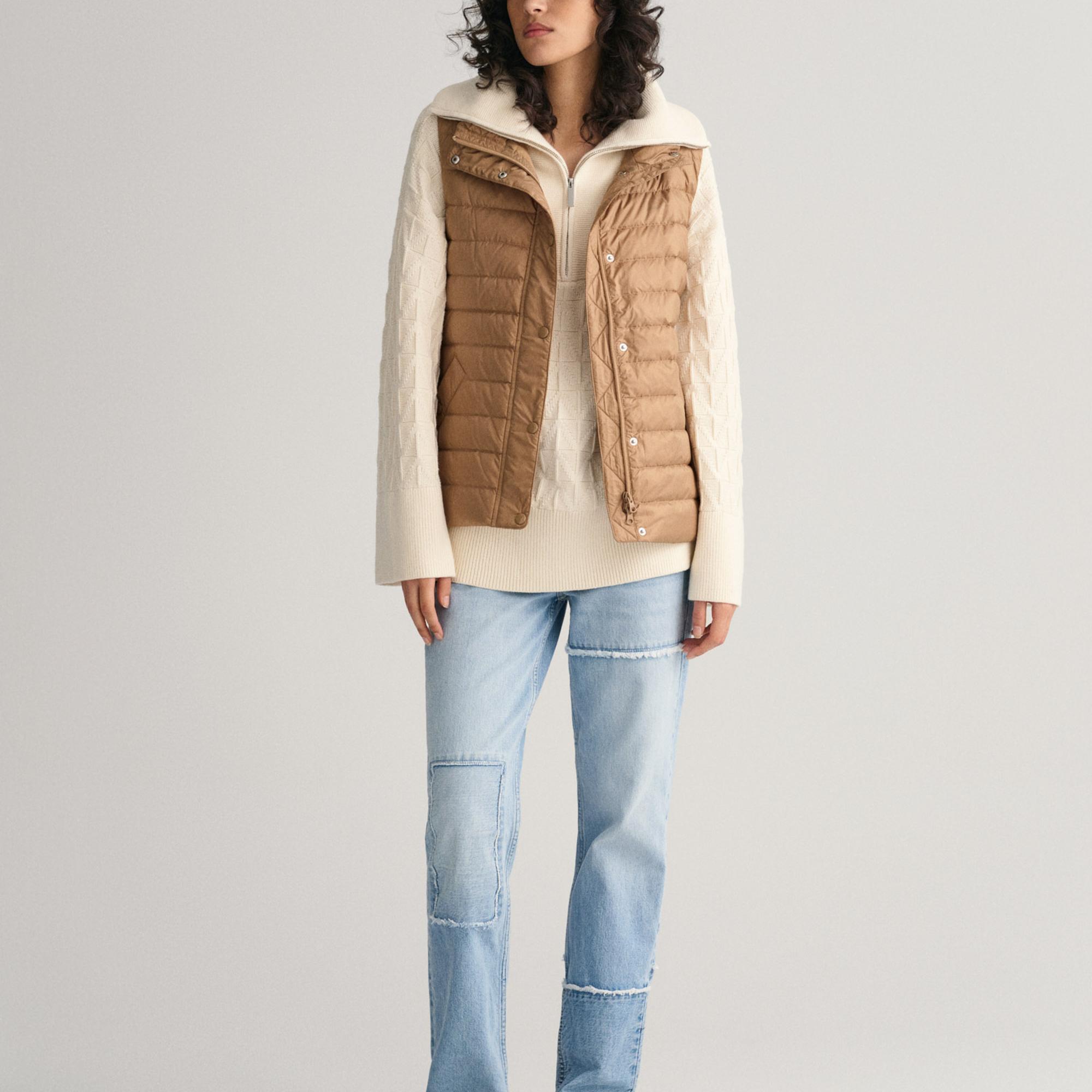 GANT Kadın Kahverengi Dik Yaka Kaz Tüyü Yelek