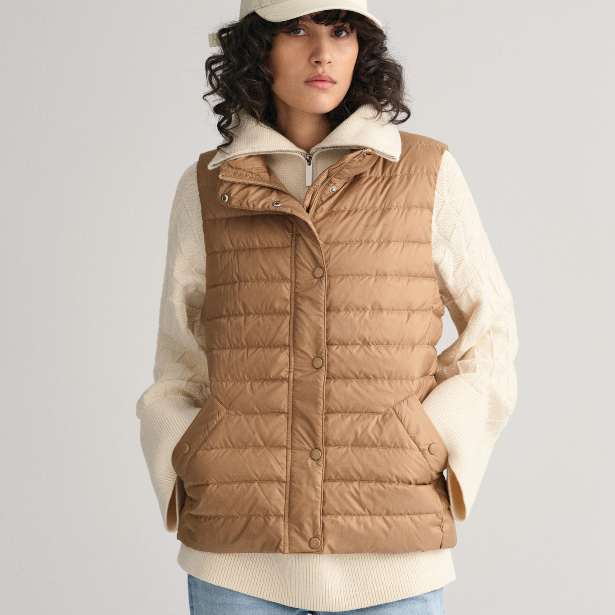 GANT Kadın Kahverengi Dik Yaka Kaz Tüyü Yelek