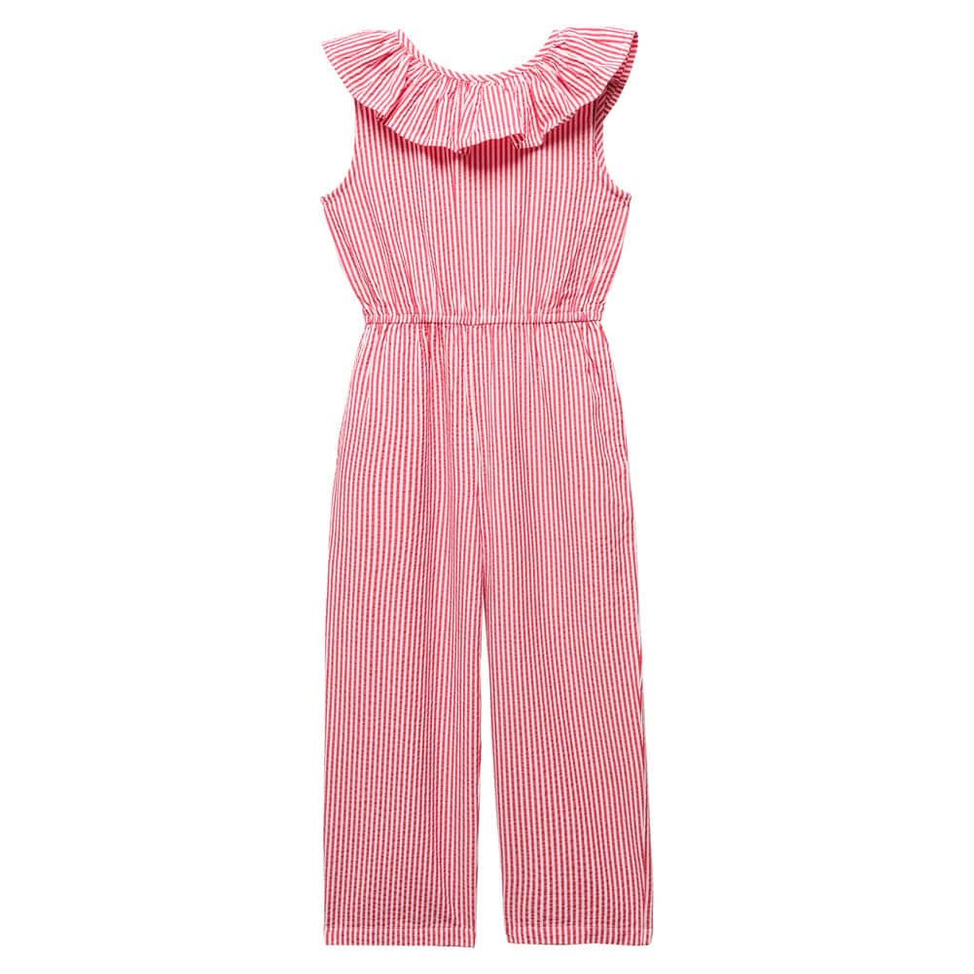 Mango Çocuk Çizgili Uzun Tulum Kirmizi