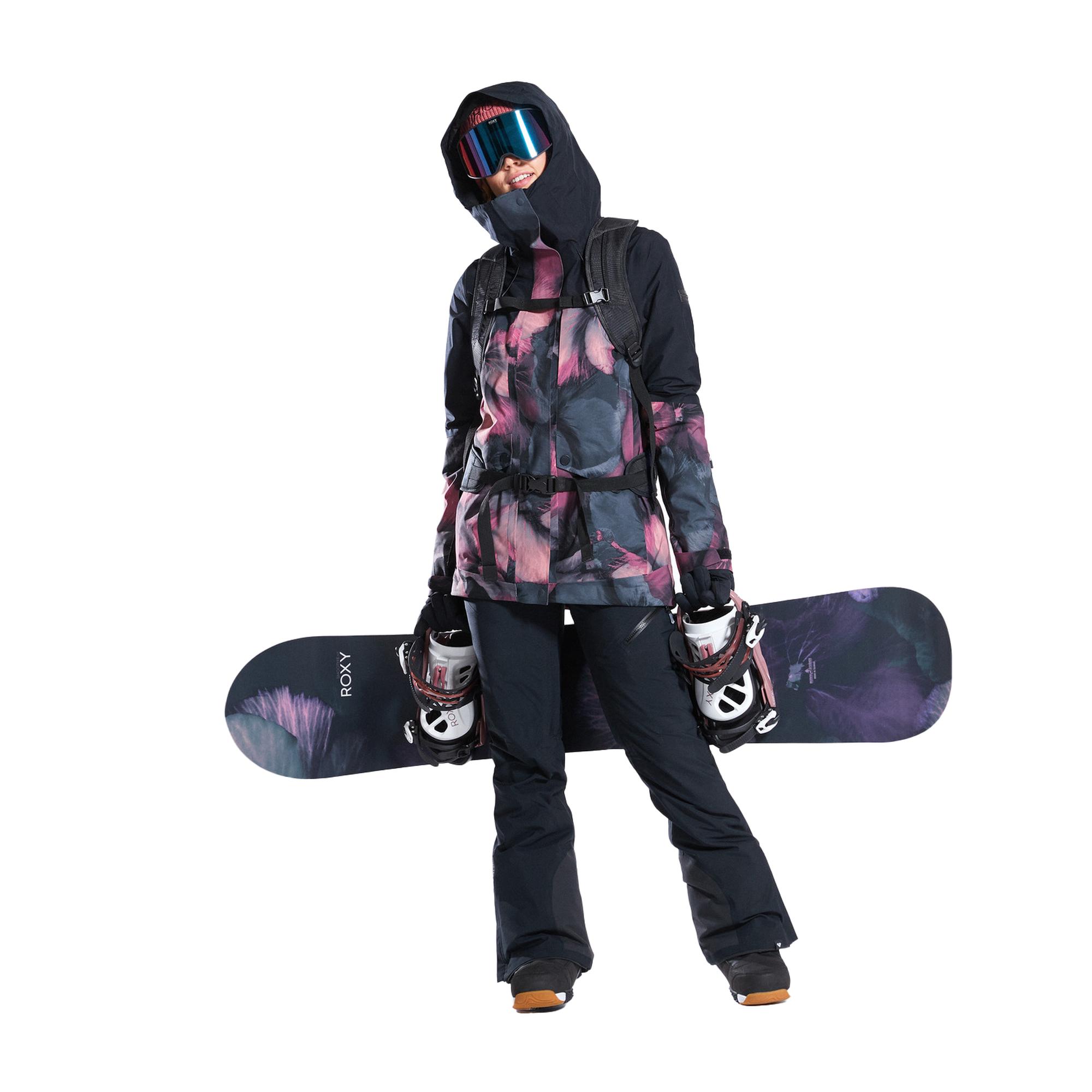 Roxy Gore-tex Glade Printed Kadın Siyah Snowboard Ceketi