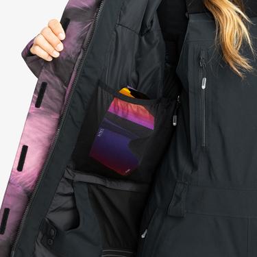  Roxy Gore-tex Glade Printed Kadın Siyah Snowboard Ceketi