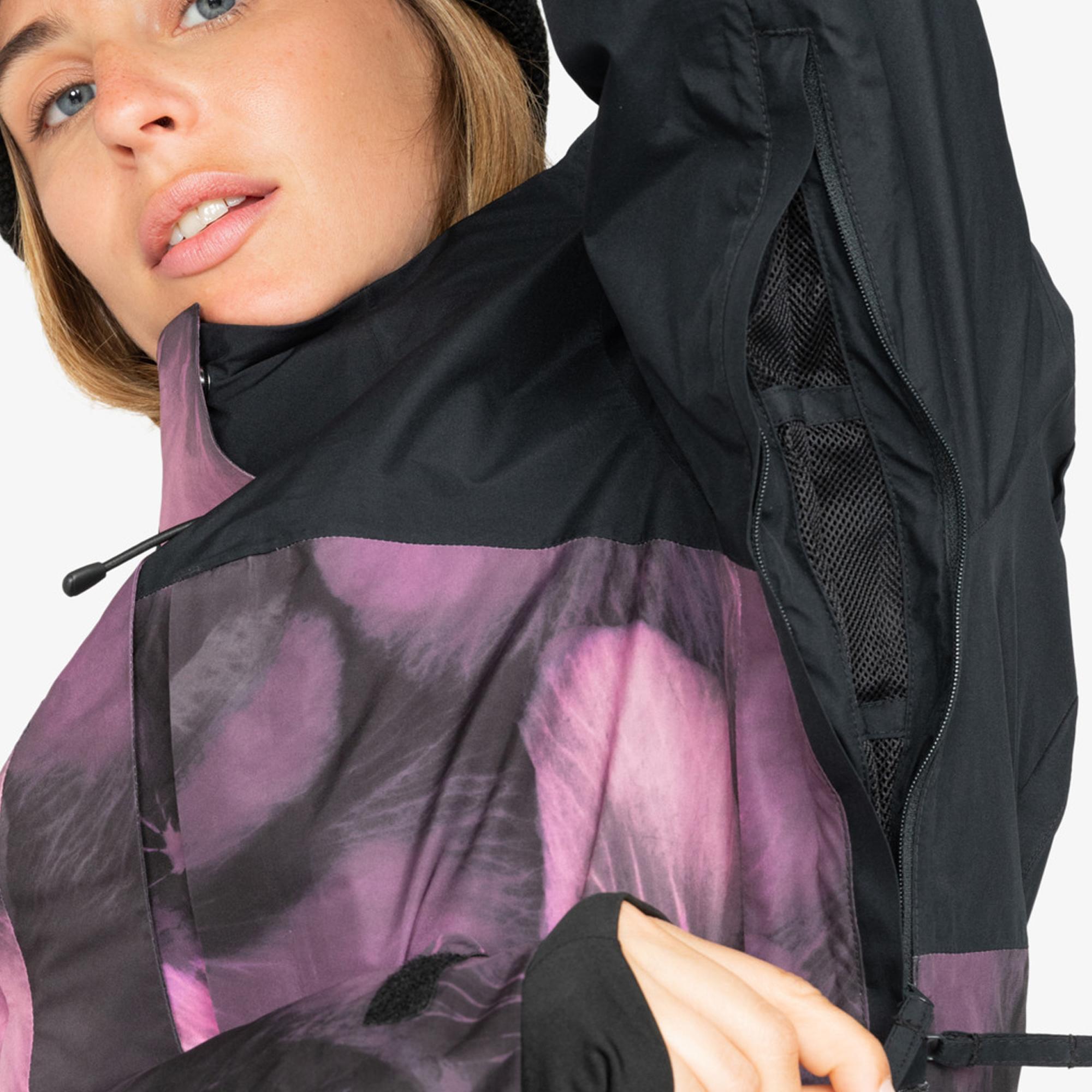 Roxy Gore-tex Glade Printed Kadın Siyah Snowboard Ceketi