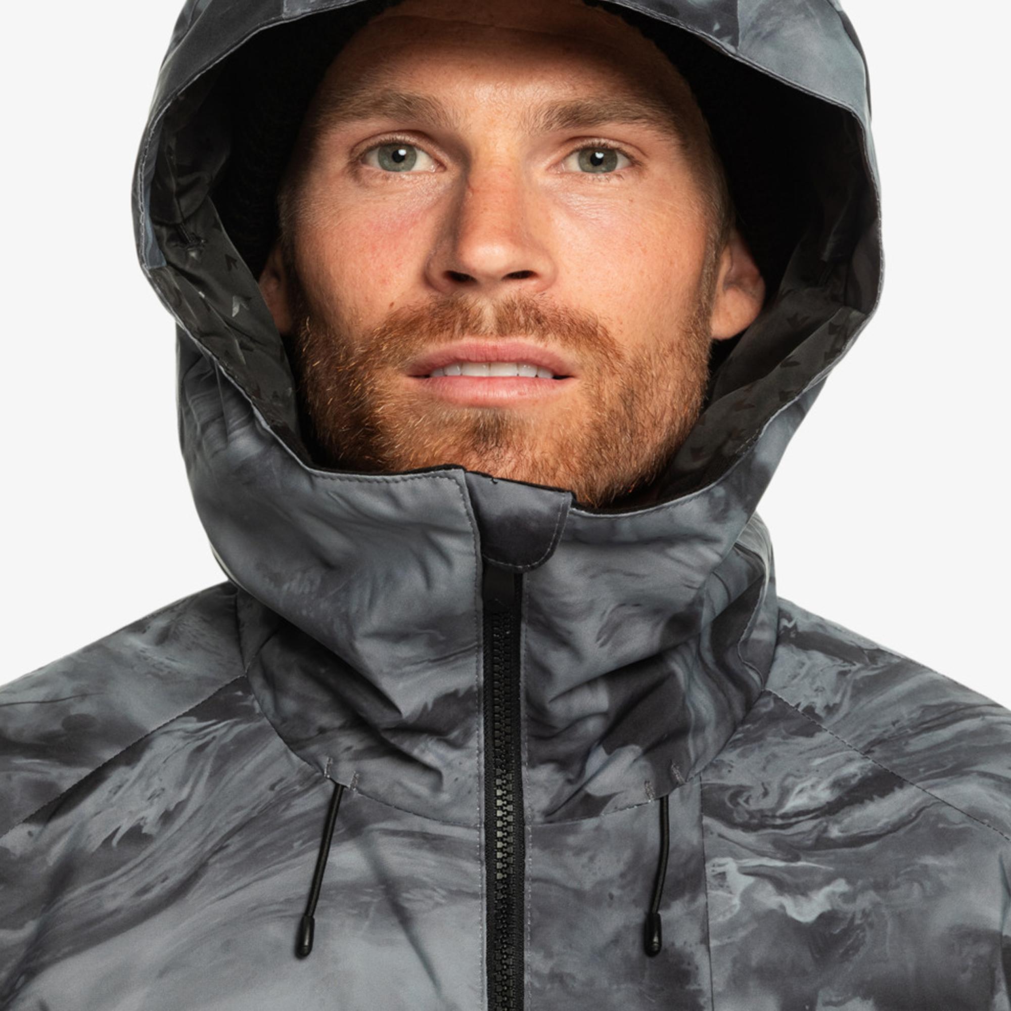 Quiksilver Mission Printed Erkek Gri Snowboard Ceketi