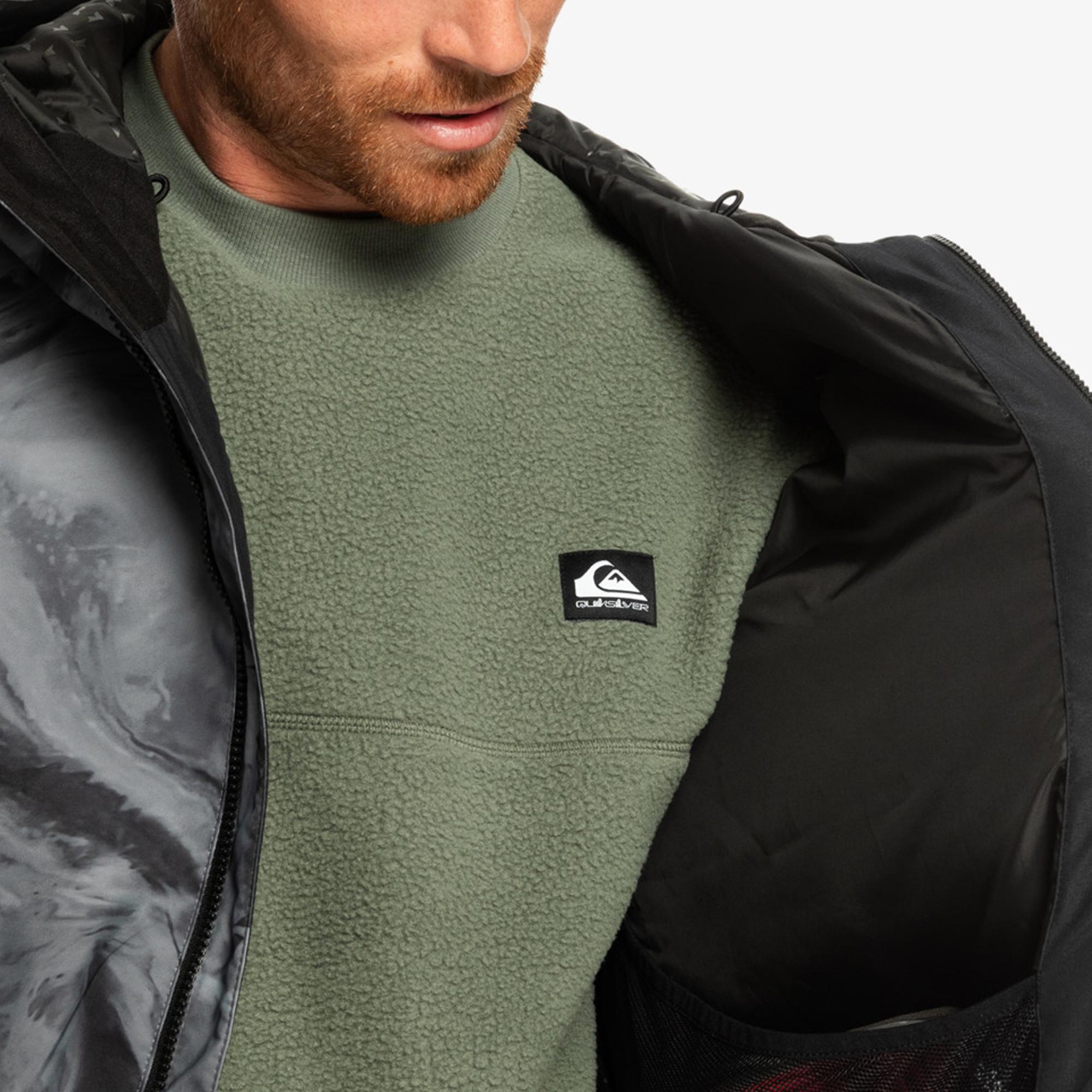 Quiksilver Mission Printed Erkek Gri Snowboard Ceketi