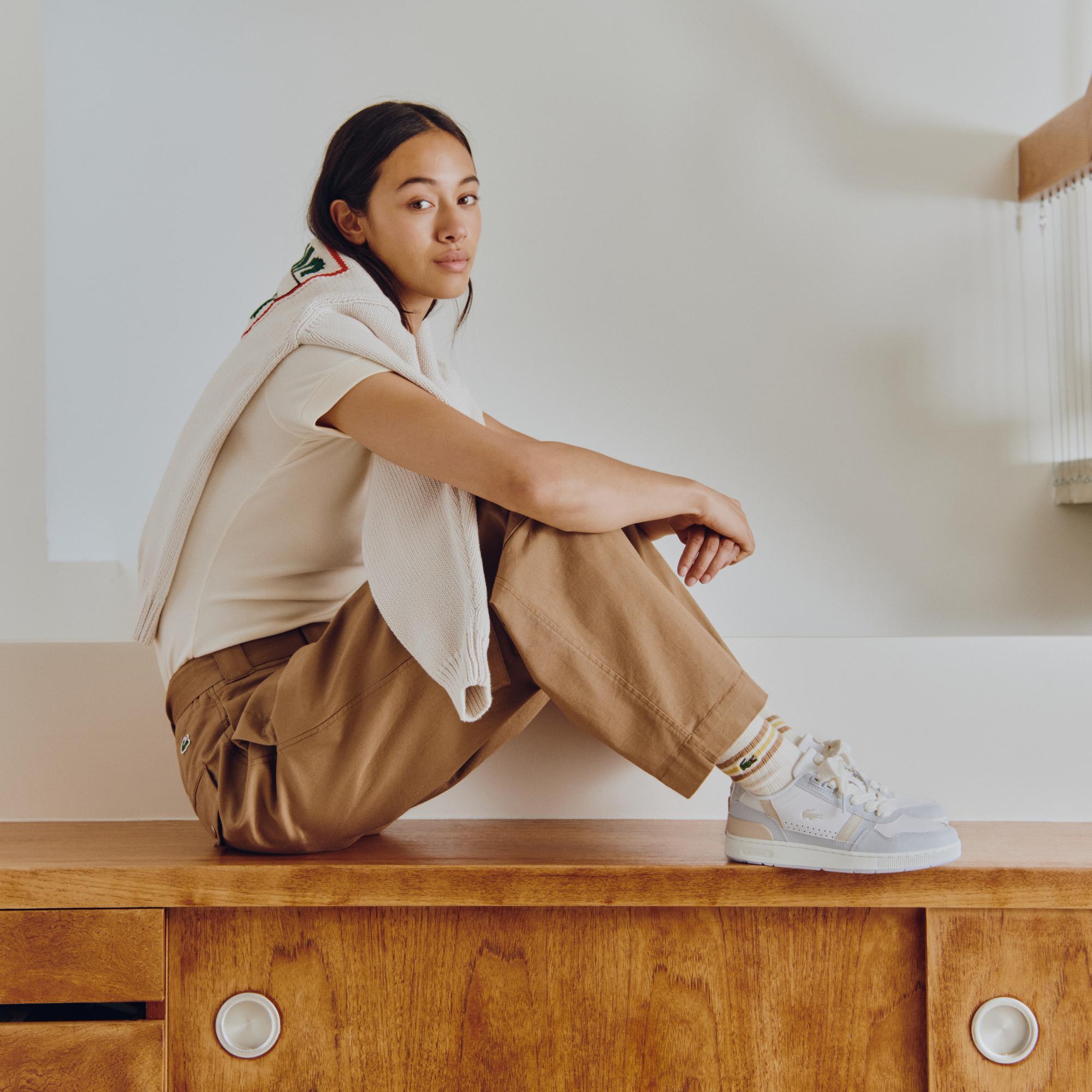 Lacoste T-Clip Monogram Kadın Beyaz Sneaker