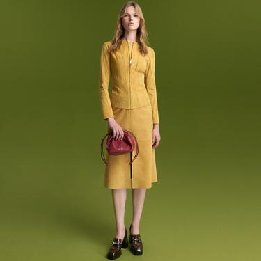  Caliana Sarı Kadın Süet Deri Etek