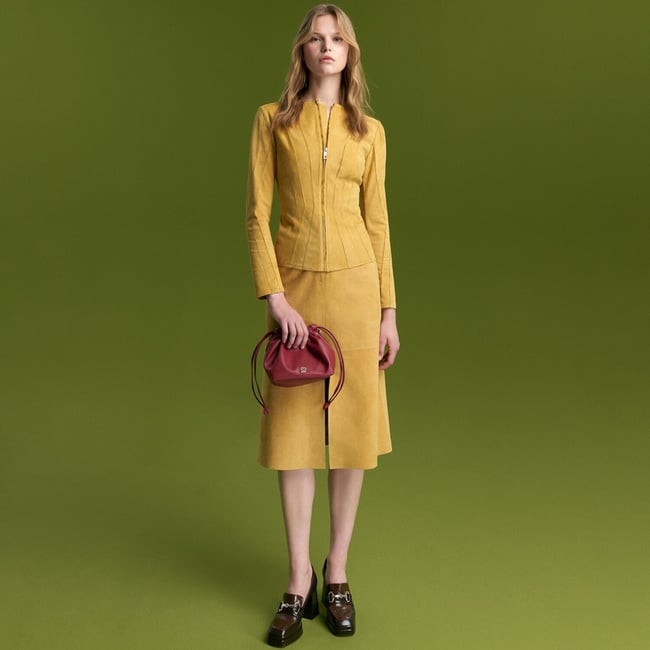  Caliana Sarı Kadın Süet Deri Etek