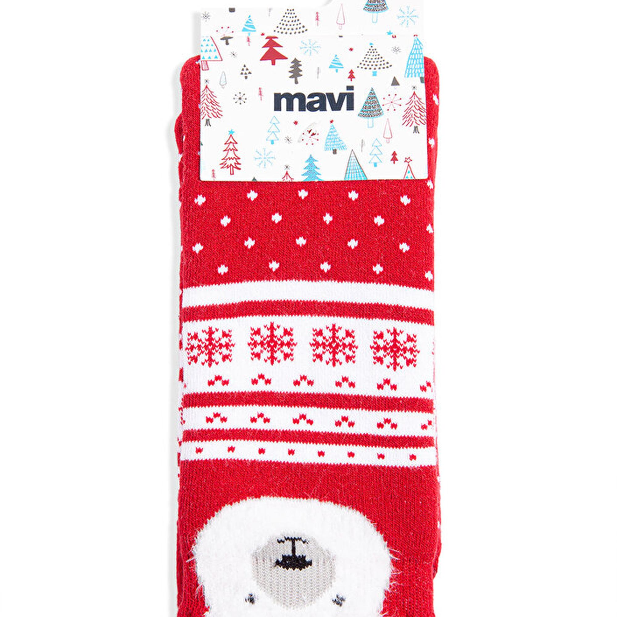 Mavi Yılbaşı Temalı Kırmızı Çorap 1912194-32421
