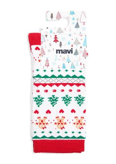  Mavi Yılbaşı Temalı Beyaz Çorap 1912189-620