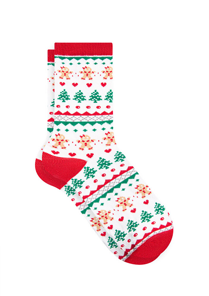  Mavi Yılbaşı Temalı Beyaz Çorap 1912189-620