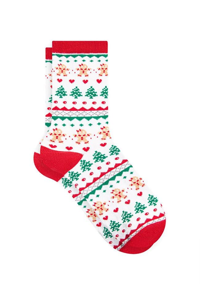  Mavi Yılbaşı Temalı Beyaz Çorap 1912189-620