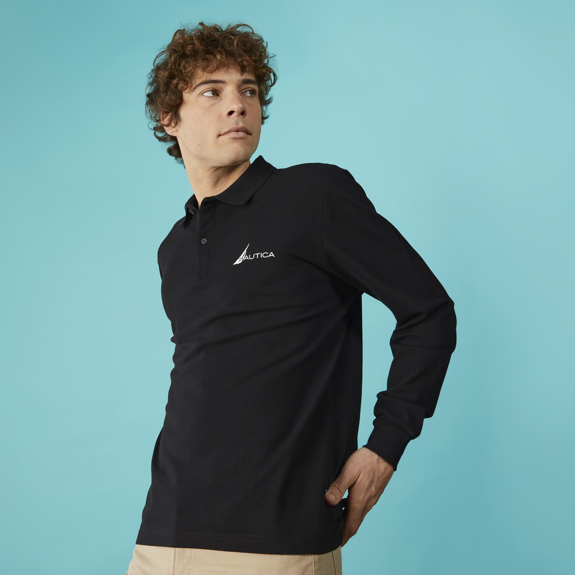 Nautica Erkek Siyah Classic Fit Uzun Kollu Polo