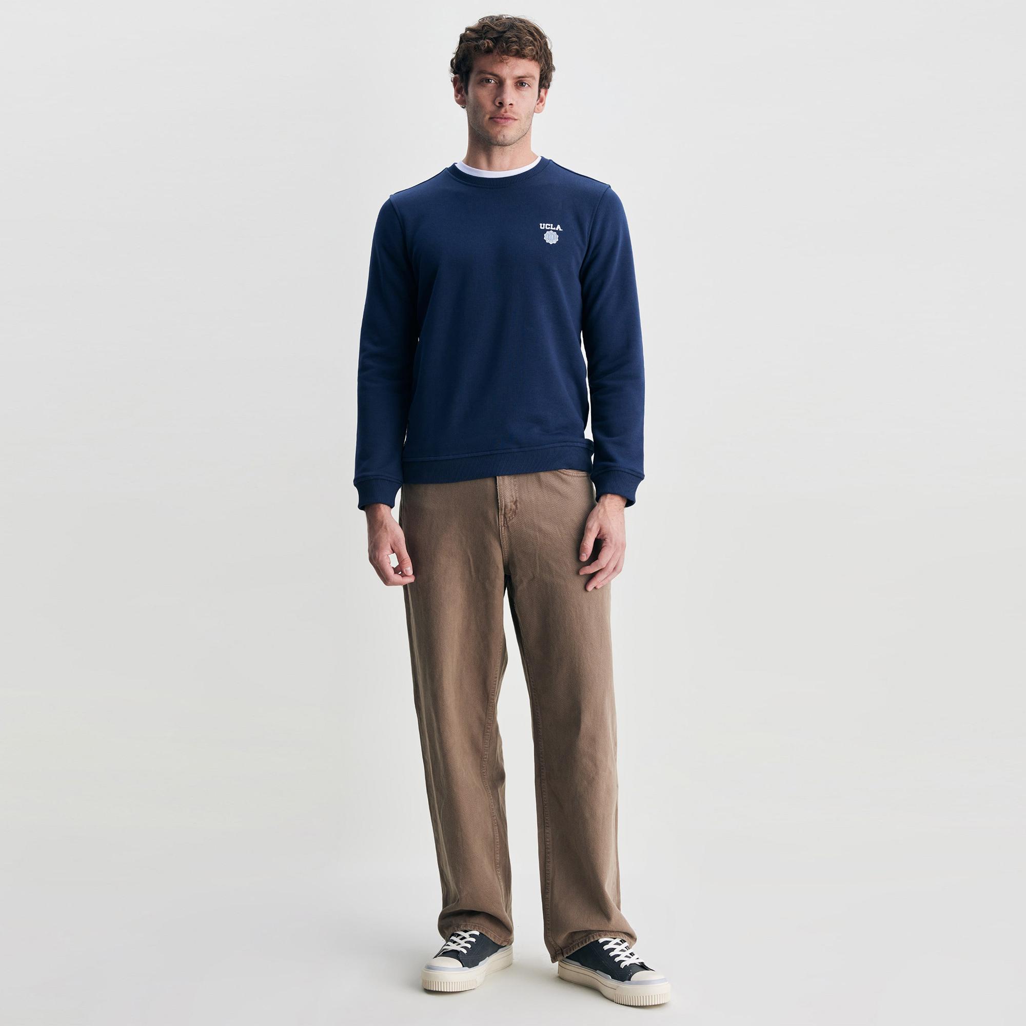 Ucla Valley Erkek Mavi Bisiklet Yaka Sweatshirt