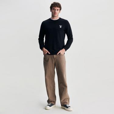  Ucla Valley Erkek Siyah Bisiklet Yaka Sweatshirt