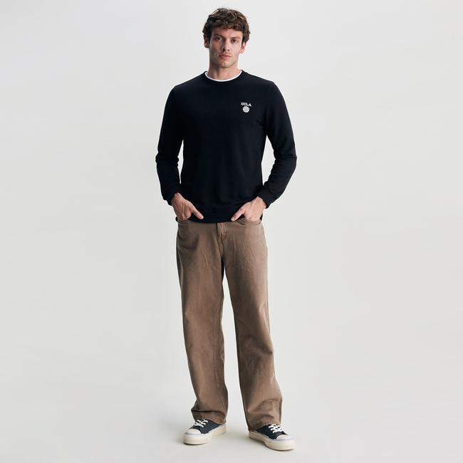  Ucla Valley Erkek Siyah Bisiklet Yaka Sweatshirt