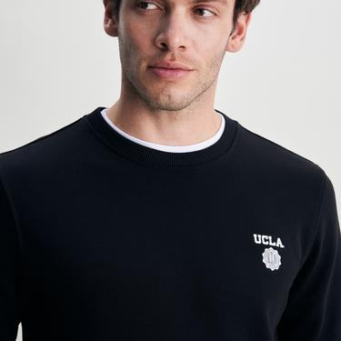  Ucla Valley Erkek Siyah Bisiklet Yaka Sweatshirt