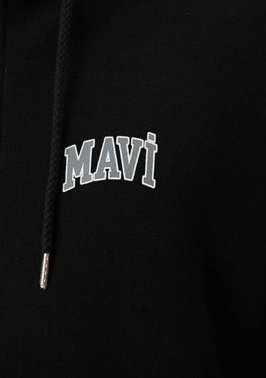  Mavi Mavi Logo Baskılı Fermuarlı Siyah Sweatshirt 0611715-900