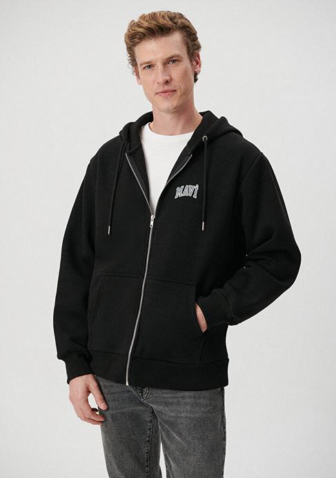  Mavi Mavi Logo Baskılı Fermuarlı Siyah Sweatshirt 0611715-900