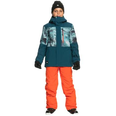  Quiksilver Mission Printed Block Youth Erkek Çocuk Mavi Snowboard Ceketi