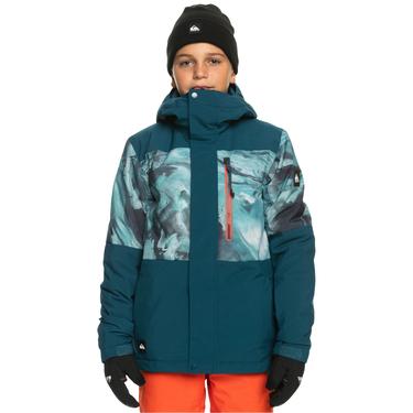  Quiksilver Mission Printed Block Youth Erkek Çocuk Mavi Snowboard Ceketi